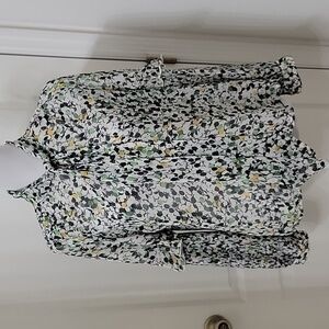 TOPSHOP Size 2 Floral Chiffon PussyBow Blouse w/ Accordion Pleat Sleeves